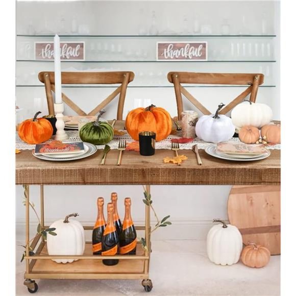 54Pcs Artificial Pumpkins Maple Harvest Fall Decoration - Picture 6 of 7